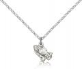Sterling Silver Praying Hands Pendant, Sterling Silver Lite Curb Chain, 3/8" x 3/8"