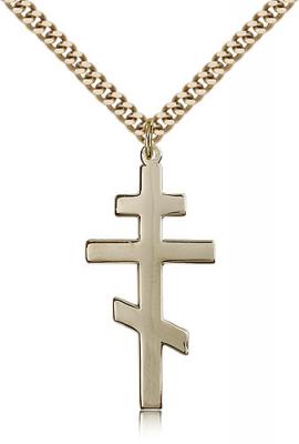 Gold Filled St. Andrew Pendant, Stainless Gold Heavy Curb Chain, 1 3/8" x 5/8"
