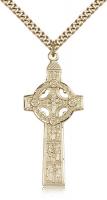Gold Filled Scriptures Cross Pendant, Stainless Gold Heavy Curb Chain, 1 3/4" x 3/4"