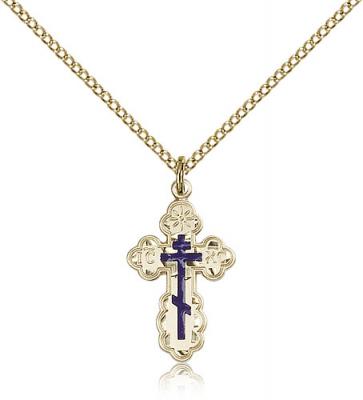 Gold Filled St. Olga Pendant, Gold Filled Lite Curb Chain, 7/8" x 1/2"