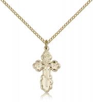 Gold Filled St. Olga Pendant, Gold Filled Lite Curb Chain, 7/8" x 1/2"