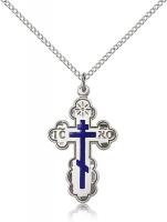 Sterling Silver St. Olga Pendant, Sterling Silver Lite Curb Chain, 1 1/8" x 5/8"