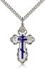 Sterling Silver St. Olga Pendant, Stainless Silver Heavy Curb Chain, 1 3/8" x 7/8"
