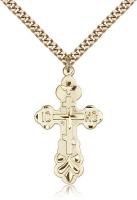 Gold Filled Cross Pendant, Stainless Gold Heavy Curb Chain, 1 3/8" x 3/4"