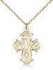 Gold Filled Christine Cross Pendant, Gold Filled Lite Curb Chain, 1 1/8" x 3/4"