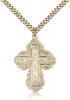 Gold Filled Irene Cross Pendant, Stainless Gold Heavy Curb Chain, 1 1/4" x 7/8"