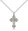 Sterling Silver Russian Cross Pendant, Sterling Silver Lite Curb Chain, 7/8" x 1/2"