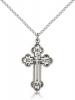 Sterling Silver Russian Cross Pendant, Sterling Silver Lite Curb Chain, 1 1/8" x 5/8"
