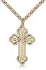 Gold Filled Cross Pendant, Stainless Gold Heavy Curb Chain, 1 3/8" x 7/8"