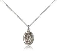 Sterling Silver St. Anthony Pendant, Sterling Silver Lite Curb Chain, 1/2" x 1/4"