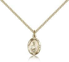 Gold Filled St. Jude Pendant, Gold Filled Lite Curb Chain, 1/2" x 1/4"
