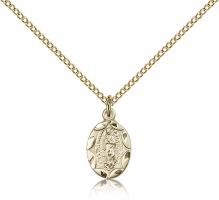 Gold Filled St. Francis Pendant, Gold Filled Lite Curb Chain, 1/2" x 1/4"