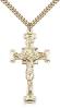 Gold Filled Crucifix Pendant, Stainless Gold Heavy Curb Chain, 1 3/4" x 7/8"
