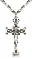 Sterling Silver Crucifix Pendant, Stainless Silver Heavy Curb Chain, 1 3/4" x 7/8"