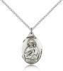 Sterling Silver St. Jude Pendant, Sterling Silver Lite Curb Chain, 7/8" x 1/2"