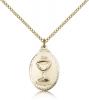 Gold Filled Communion Pendant, Gold Filled Lite Curb Chain, 7/8" x 1/2"