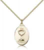 Gold Filled Communion Pendant, Gold Filled Lite Curb Chain, 7/8" x 1/2"