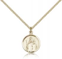 Gold Filled Our Lady of Consolation Pendant, Gold Filled Lite Curb Chain, 5/8" x 1/2"