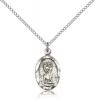 Sterling Silver St. Christopher Pendant, Sterling Silver Lite Curb Chain, 3/4" x 3/8"