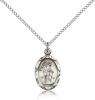 Sterling Silver Guardian Angel Pendant, Sterling Silver Lite Curb Chain, 3/4" x 3/8"