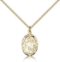 Gold Filled St. Joseph Pendant, Gold Filled Lite Curb Chain, 3/4" x 3/8"