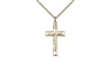 Gold Filled Crucifix Pendant, Gold Filled Lite Curb Chain, 1 1/8" x 5/8"