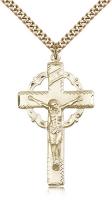 Gold Filled Crucifix Pendant, Stainless Gold Heavy Curb Chain, 1 5/8" x 1"