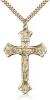 Gold Filled Crucifix Pendant, Stainless Gold Heavy Curb Chain, 1 7/8" x 1 1/8"