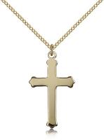 Gold Filled Cross Pendant, Gold Filled Lite Curb Chain, 1 1/8" x 5/8"