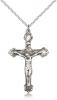 Sterling Silver Crucifix Pendant, Sterling Silver Lite Curb Chain, 1 5/8" x 1"