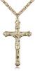 Gold Filled Crucifix Pendant, Stainless Gold Heavy Curb Chain, 1 7/8" x 1"