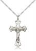 Sterling Silver Crucifix Pendant, Sterling Silver Lite Curb Chain, 1 1/4" x 3/4"