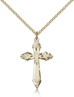 Gold Filled Cross Pendant, Gold Filled Lite Curb Chain, 1 1/8" x 5/8"