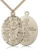 Gold Filled 5-Way / Holy Spirit Pendant, Stainless Gold Heavy Curb Chain, 1 7/8" x 1 1/4"