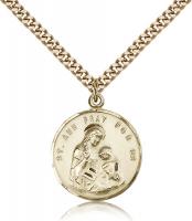 Gold Filled St. Ann Pendant, Stainless Gold Heavy Curb Chain, 7/8" x 3/4"