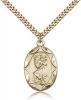 Gold Filled St. Christopher Pendant, Stainless Gold Heavy Curb Chain, 1" x 5/8"
