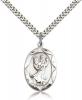 Sterling Silver St. Christopher Pendant, Stainless Silver Heavy Curb Chain, 1" x 5/8"