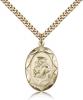 Gold Filled St. Anthony Pendant, Stainless Gold Heavy Curb Chain, 1" x 5/8"