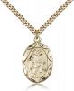 Gold Filled Guardian Angel Pendant, Stainless Gold Heavy Curb Chain, 1" x 5/8"