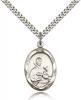 Sterling Silver St. Gerard Pendant, Stainless Silver Heavy Curb Chain, 1" x 5/8"
