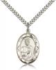 Sterling Silver St. Jude Pendant, Stainless Silver Heavy Curb Chain, 1" x 5/8"