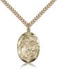 Gold Filled St. Joseph Pendant, Stainless Gold Heavy Curb Chain, 1" x 5/8"