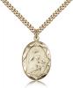 Gold Filled St. Theresa Pendant, Stainless Gold Heavy Curb Chain, 1" x 5/8"