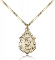 Gold Filled St. Elizabeth Ann Seton Pendant, Gold Filled Lite Curb Chain, 3/4" x 1/2"