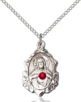 Sterling Silver Scapular Pendant with Ruby 0822SSS-STN7/18SS