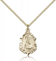 Gold Filled Infant of Prague Pendant, Gold Filled Lite Curb Chain, 3/4" x 1/2"