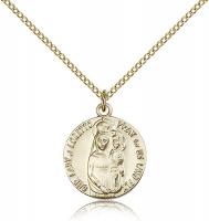 Gold Filled Our Lady of Loretto Pendant, Gold Filled Lite Curb Chain, 3/4" x 5/8"