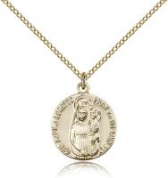 Gold Filled Our Lady of Loretto Pendant, Gold Filled Lite Curb Chain, 3/4" x 7/8"