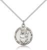 Sterling Silver Our Lady of Loretto Pendant, Sterling Silver Lite Curb Chain, 3/4" x 7/8"