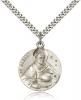 Sterling Silver St. Albert the Great Pendant, Stainless Silver Heavy Curb Chain, 1" x 7/8"
